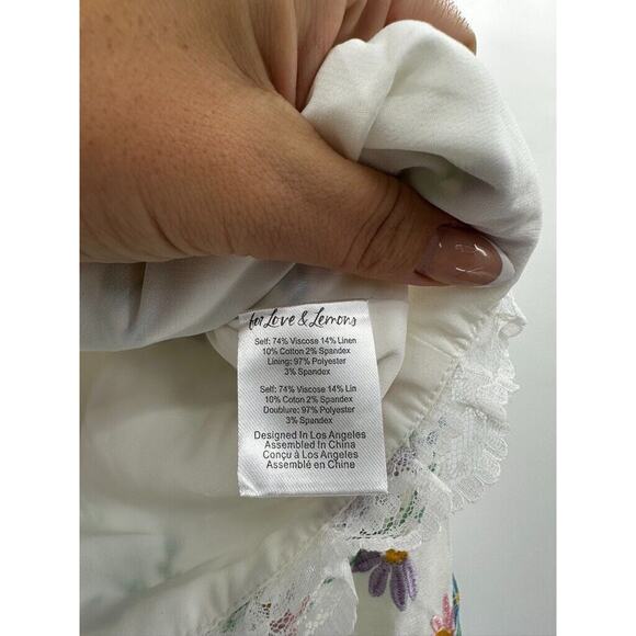 For Love & Lemons Majorie Floral Skirt Blazer Set Whit Lace Pleated Size Large - Picture 6 of 12